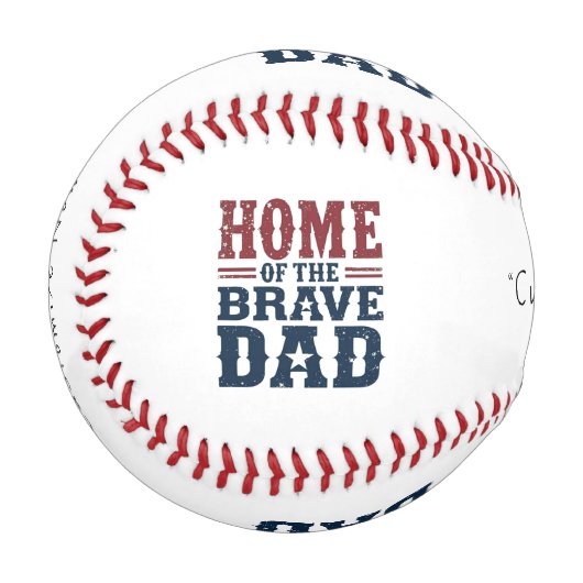 Home of the Brave Dad Baseball - Custom Keepsake 野球ボール (正面左)