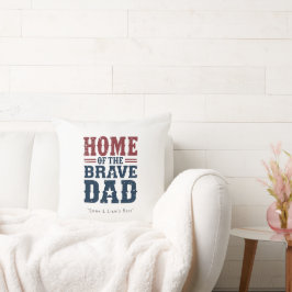 Home of the Brave Dad Pillow – Funny Couch Gift クッション