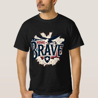 Home of the Brave - Patriotic Bald Eagle and US Ma Tシャツ