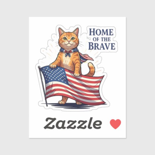 Home of the Brave - Patriotic Cat シール (シート)
