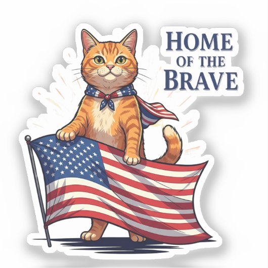 Home of the Brave - Patriotic Cat シール (正面)