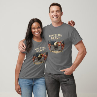 Home of the Brave Patriotic T-Shirt USA Flag Eagle Tシャツ