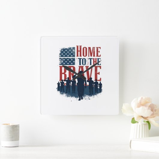 Home of the Brave Salute Tee スクエア壁時計 (ホーム)