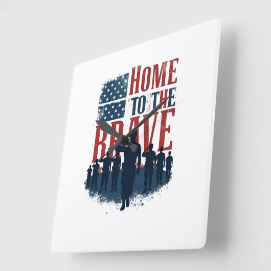 Home of the Brave Salute Tee スクエア壁時計 (傾斜)