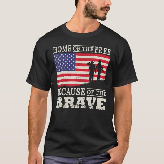 Home Of The Free Because Of The Brave Military Ame Tシャツ (正面)