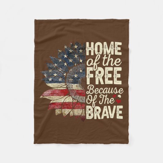 Home Of The Free Because Of The Brave Sunflower フリースブランケット (正面)