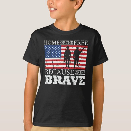 Home Of The Free Because Of The Brave - USA Flag Tシャツ (正面)
