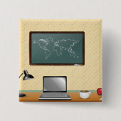 Home Office Desk Laptop Coffee 缶バッジ (正面)