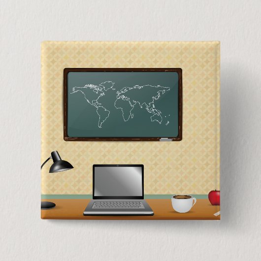 Home Office Desk Laptop Coffee 缶バッジ (正面)