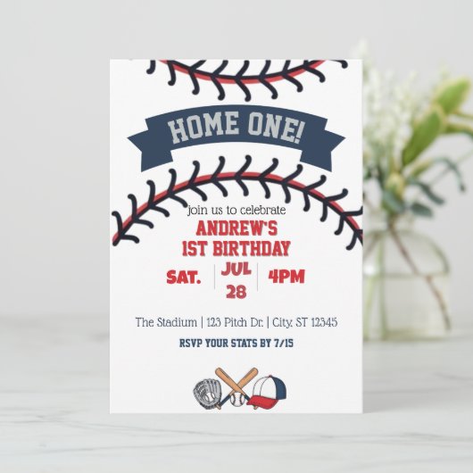 Home One, Baseball 1st Birthday 招待状 (スタンド正面)