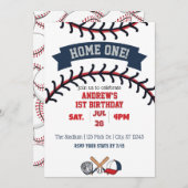 Home One, Baseball 1st Birthday 招待状 (正面/裏面)