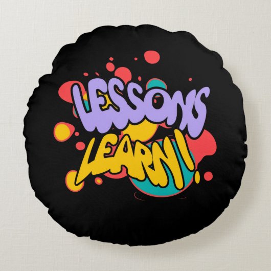 HOME PAINT SPLASH LESSONS LEARN ROUND PILLOW ラウンドクッション (正面)