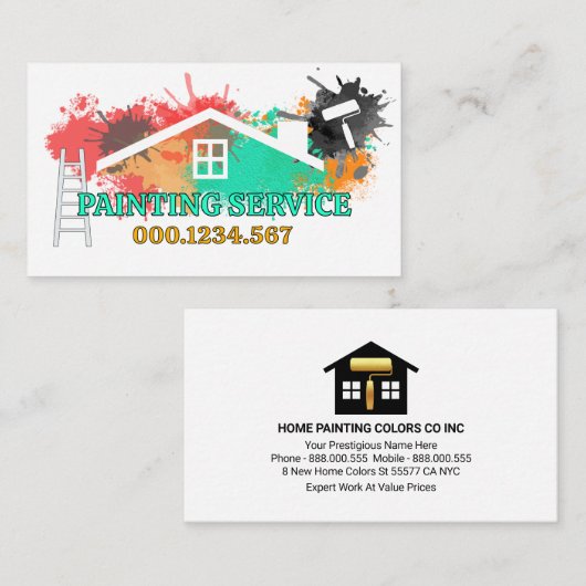 Home Paint Splatter Ladder Brush 名刺 (正面/裏面)