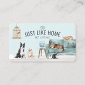 Home Pet Sitting Watercolor Cozy Home Green Couch 名刺 (正面)