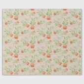 Home Plants In Ceramic Pots Watercolor Pattern ラッピングペーパー (フラット)