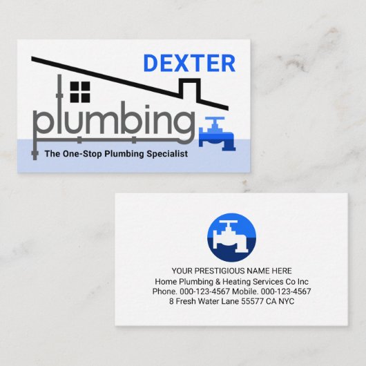 Home Plumbing Faucet Pipeline Plumber Service 名刺 (正面/裏面)
