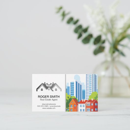 Home Properties Realtor Logo | City Buildings 名刺 (スタンド正面)