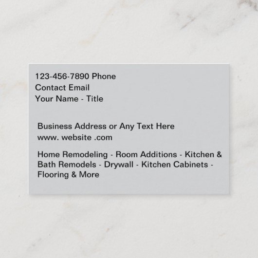 Home Remodeling Services Modern Kitchen 名刺 (裏面)