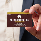 Home Renovation Contractor Modern Maroon and Gold 名刺