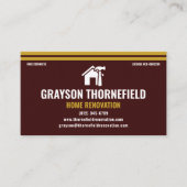 Home Renovation Contractor Modern Maroon and Gold 名刺 (正面)