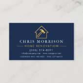 Home Renovation Metallic Navy Blue Gold QR Code 名刺 (正面)