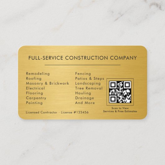 Home Renovation QR Code Metallic 名刺 (裏面)