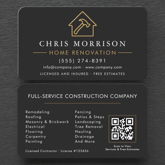 Home Renovation Repair QR Code Professional 名刺