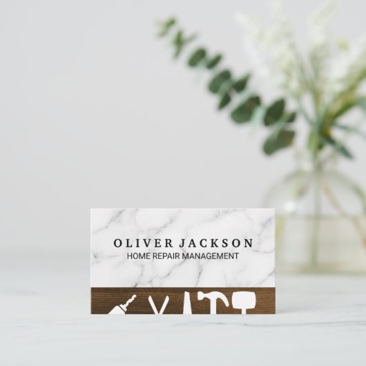 Home Repair Builderツール |大理石背景 名刺 (スタンド正面)