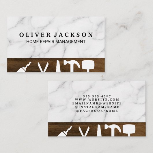Home Repair Builderツール |大理石背景 名刺 (正面/裏面)