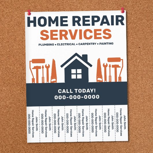 Home Repair Services Tear-Off Tabs Flyer チラシ