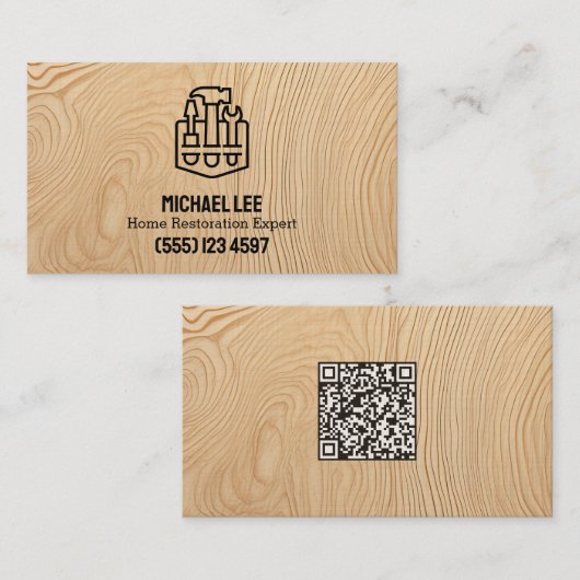 Home Restoration Decking Vcard QR 名刺 (正面/裏面)