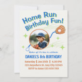 Home Run Baseball Birthday Kids 招待状 (正面)