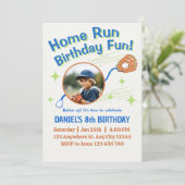 Home Run Baseball Birthday Kids 招待状 (スタンド正面)