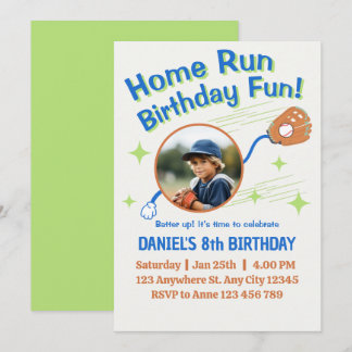 Home Run Baseball Birthday Kids 招待状