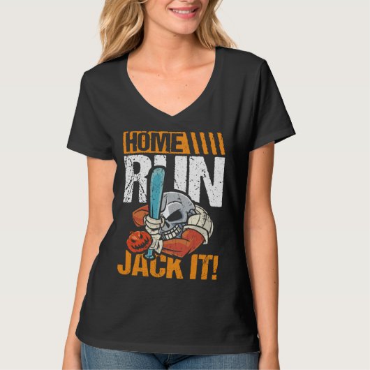 Home run jack it baseball player and baseball tシャツ (正面)