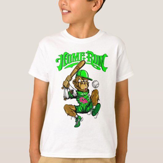 Home Run Monkey Baseball Tシャツ (正面)