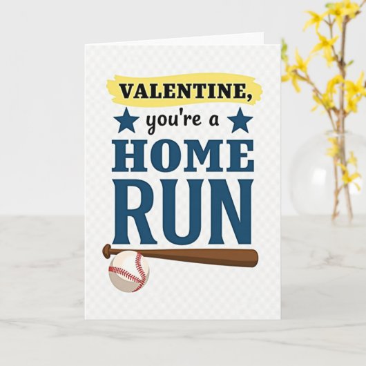Home Run Valentine Baseball Card カード (黄色い花)