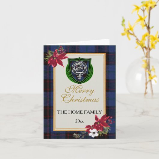 Home Scottish Clan Tartan & Crest カード (黄色い花)