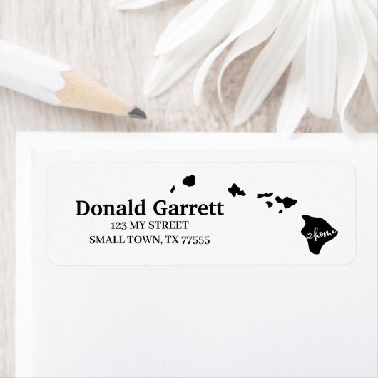 Home State Outline Heart Hawaii Address ラベル (インサイチュ)