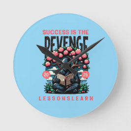 HOME SUCCESS REVENGE LESSONS LEARN WALL CLOCK  ラウンド壁時計