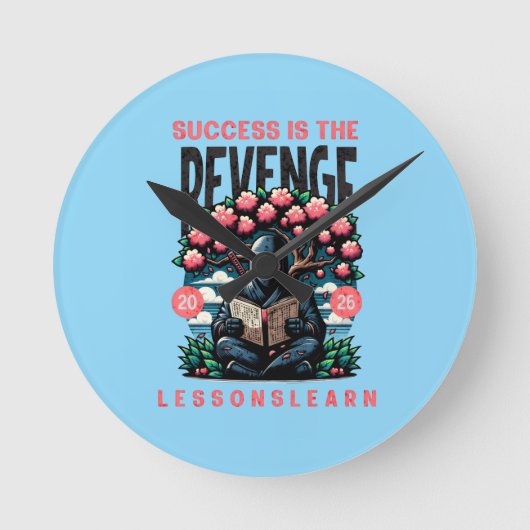 HOME SUCCESS REVENGE LESSONS LEARN WALL CLOCK ラウンド壁時計 (正面)