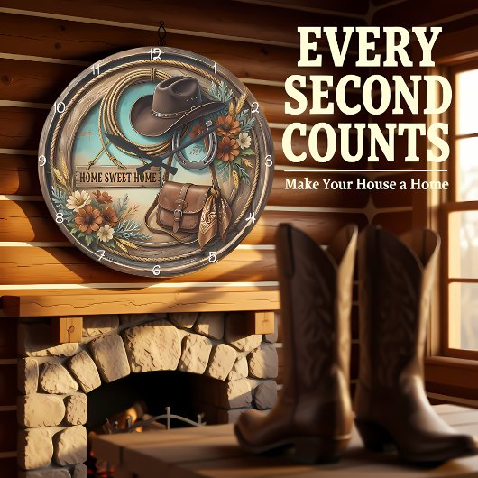 Home Sweet Home Cowboy Hat ラージ壁時計