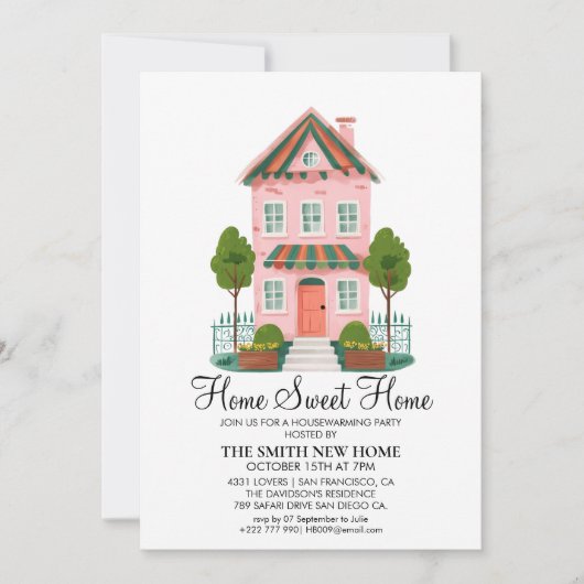 Home Sweet Home Housewarming Party Invitation Card 招待状 (正面)