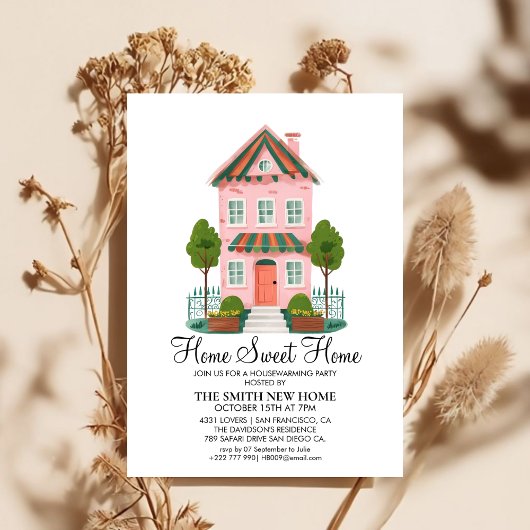 Home Sweet Home Housewarming Party Invitation Card 招待状