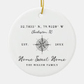 Home Sweet Home Latitude Longitude Personalized セラミックオーナメント (正面)