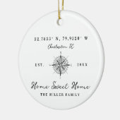 Home Sweet Home Latitude Longitude Personalized セラミックオーナメント (左)