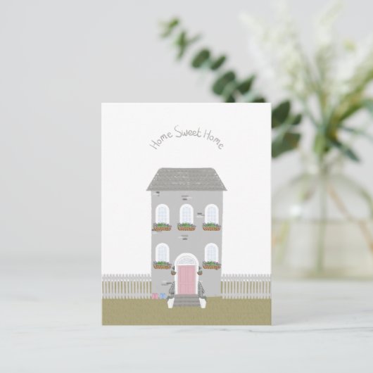 Home Sweet Home Quote House Illustration Card ポストカード (スタンド正面)