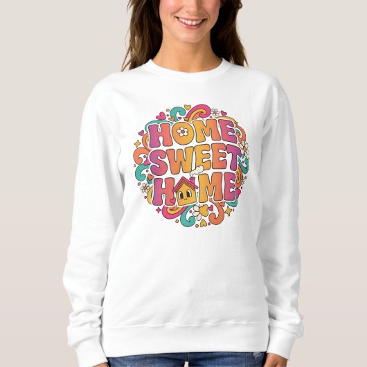 Home Sweet Home – Retro Bubble Letter Design スウェットシャツ (正面)