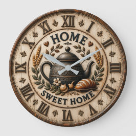 Home Sweet Home Rustic Farmhouse ラージ壁時計