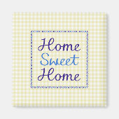 Home Sweet Home Script in Blues on Yellow Ingham マグネット (正面)